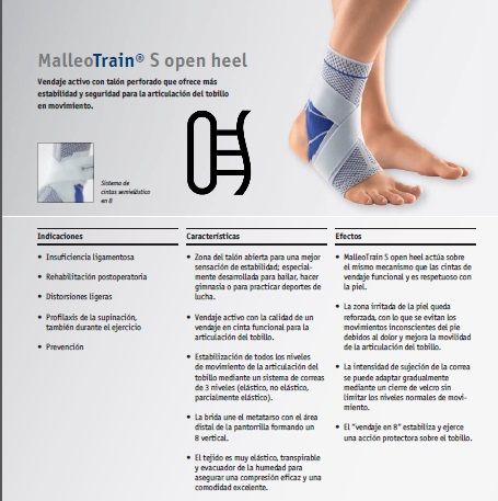 Vendaje activo con talón perforado que ofrece más estabilidad y seguridad para la articulación del tobillo en movimiento