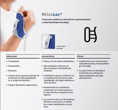 Ortesis para estabilizar la articulación carpometacarpiana y metacarpofalángica del pulgar