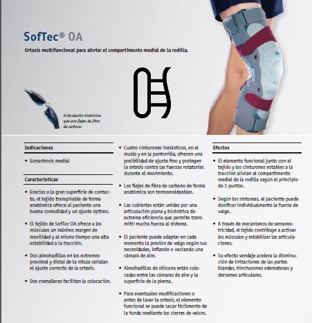 Órtesis multifuncional para aliviar el compartimiento medial de la rodilla